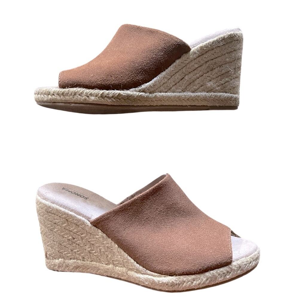 Sonoma suede leather espadrilles slip on comfy slides mules sandals. Size 7.